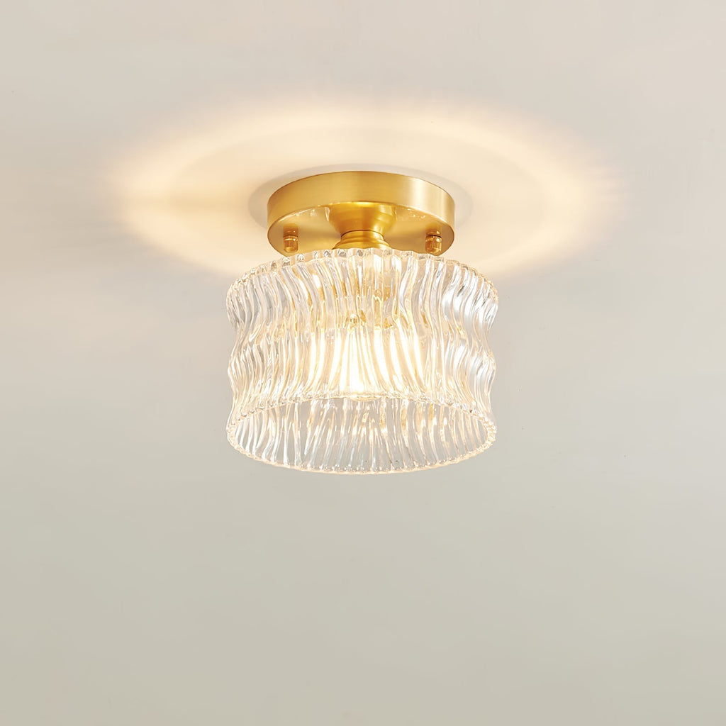 Vintage Clear Glass Ceiling Light with Brass Details – view 7 | BROKLEN