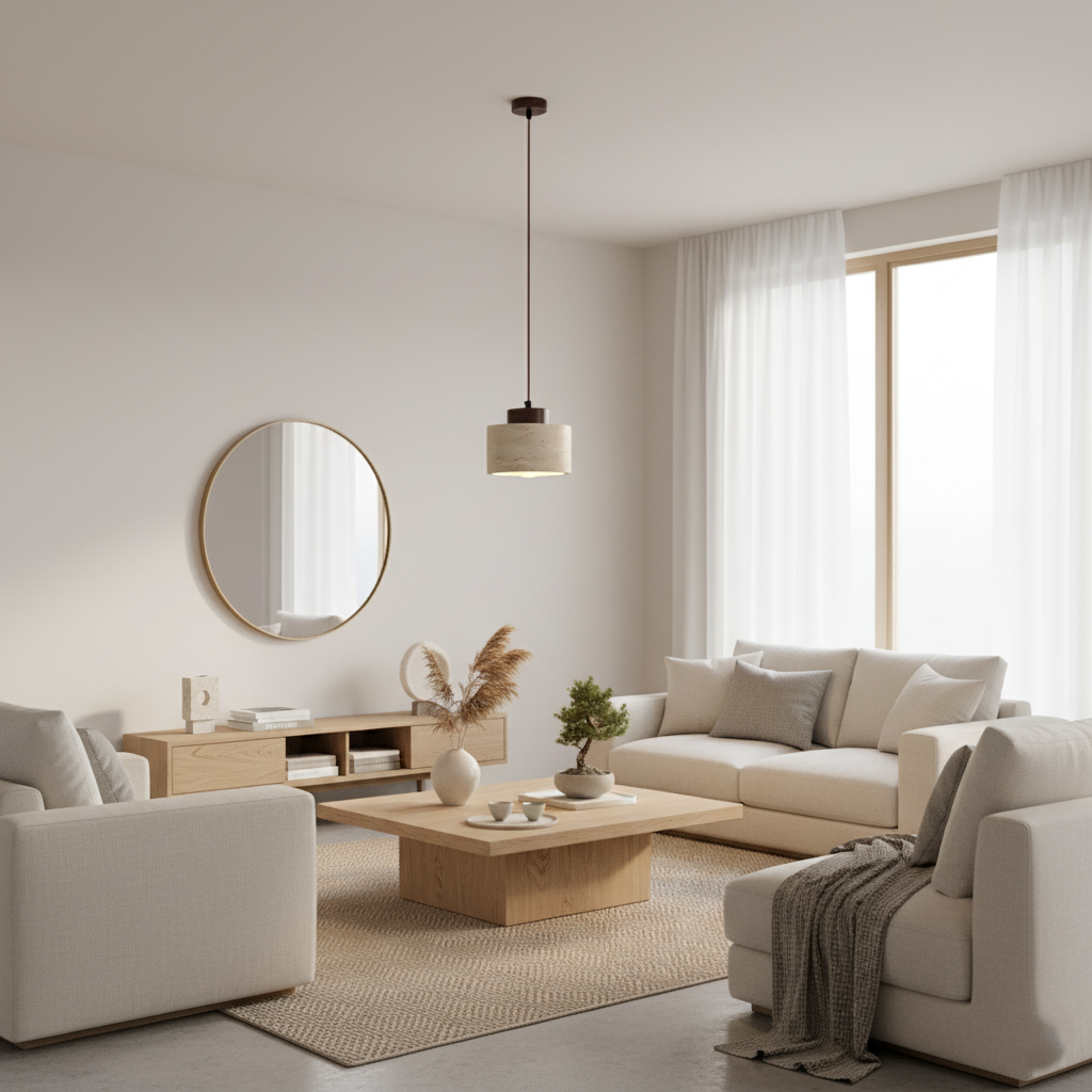Minimalist Nordic Travertine Pendant Light – view 6 | BROKLEN