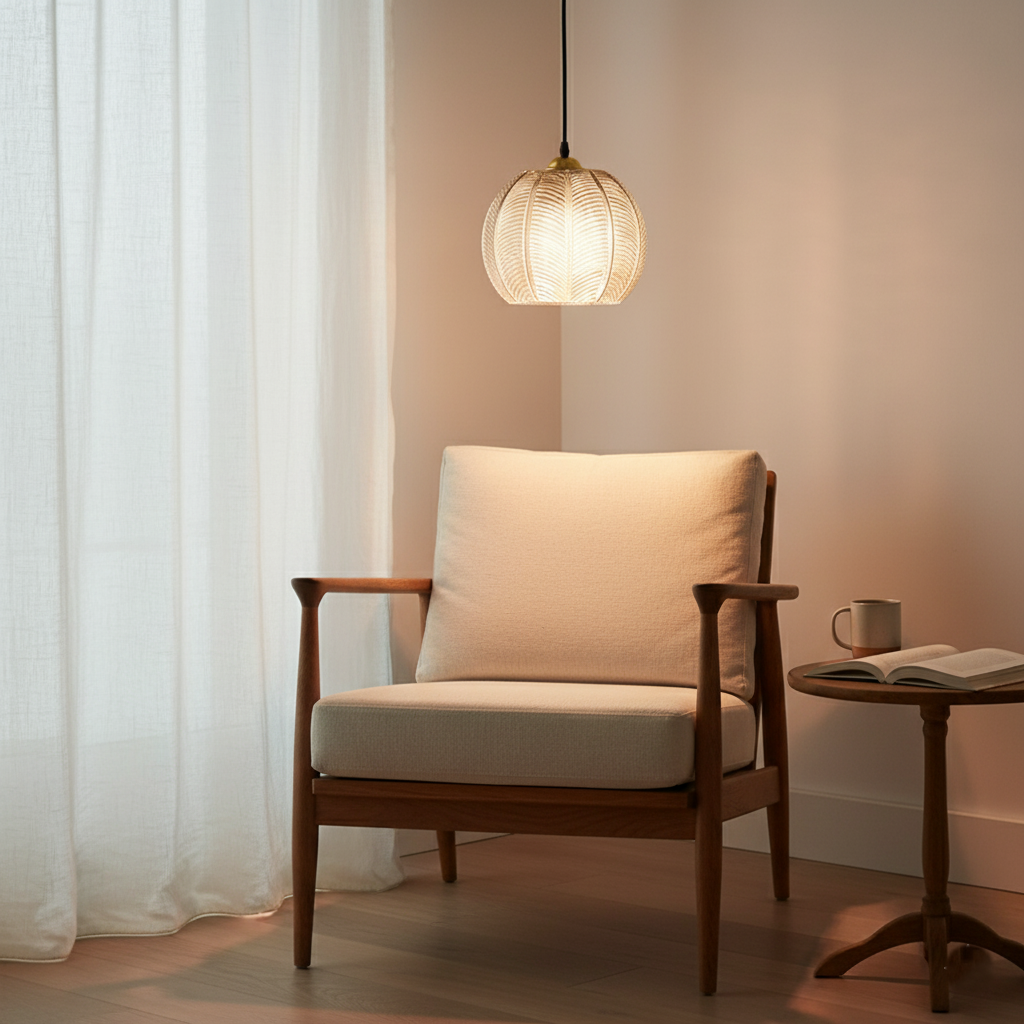 Blown Glass Leaf Pattern Pendant Light – view 5 | BROKLEN