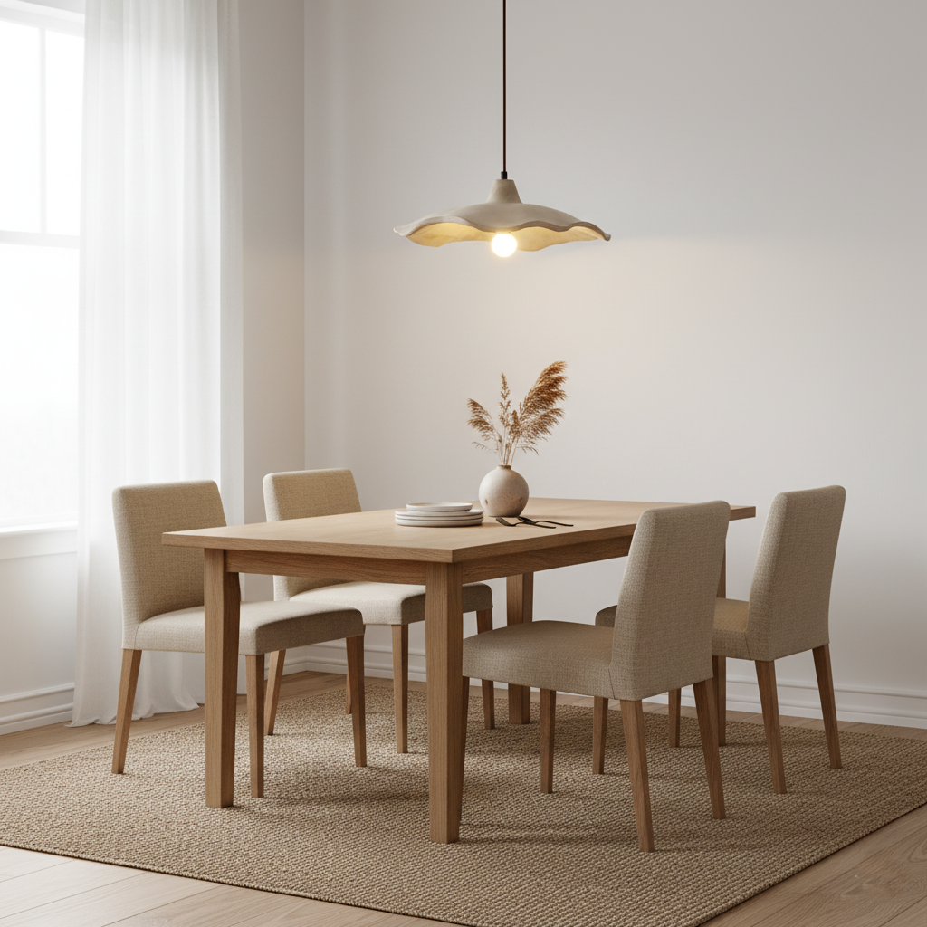 Flower-Shaped Cement Pendant Light – Wabi-Sabi – view 3 | BROKLEN
