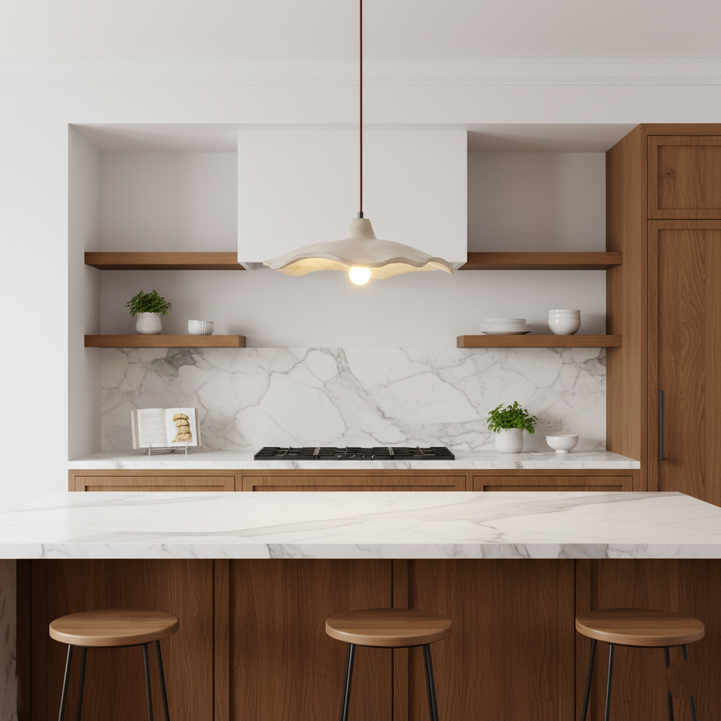 Flower-Shaped Cement Pendant Light – Wabi-Sabi – view 4 | BROKLEN