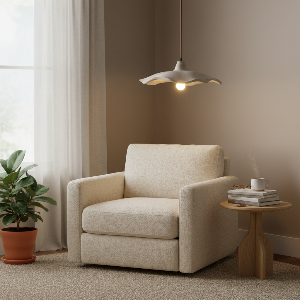 Flower-Shaped Cement Pendant Light – Wabi-Sabi – view 6 | BROKLEN