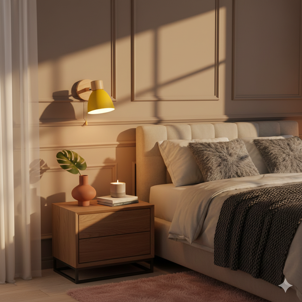 Wooden Cone Wall Light with Metal Shade – view 25 | BROKLEN