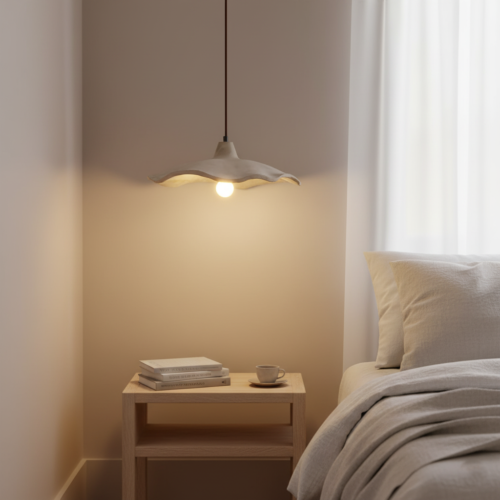 Flower-Shaped Cement Pendant Light – Wabi-Sabi – view 5 | BROKLEN
