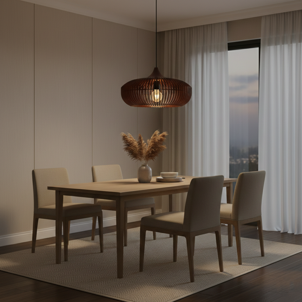 Japandi Wooden Slatted Pendant Light – view 3 | BROKLEN