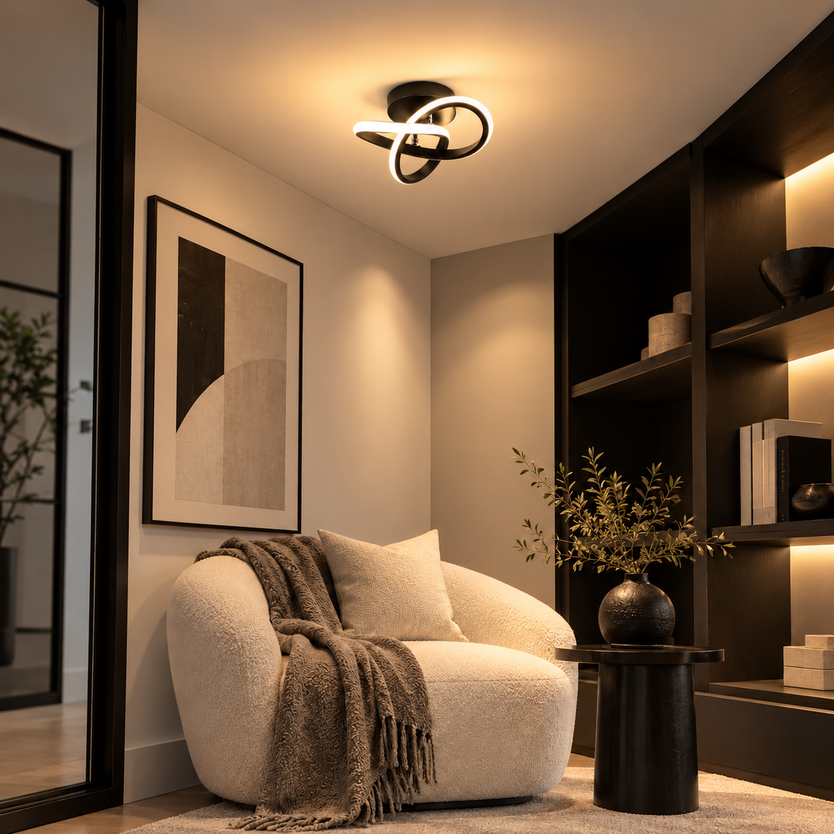 Modern Twisted Ring LED Ceiling Light – view 4 | BROKLEN