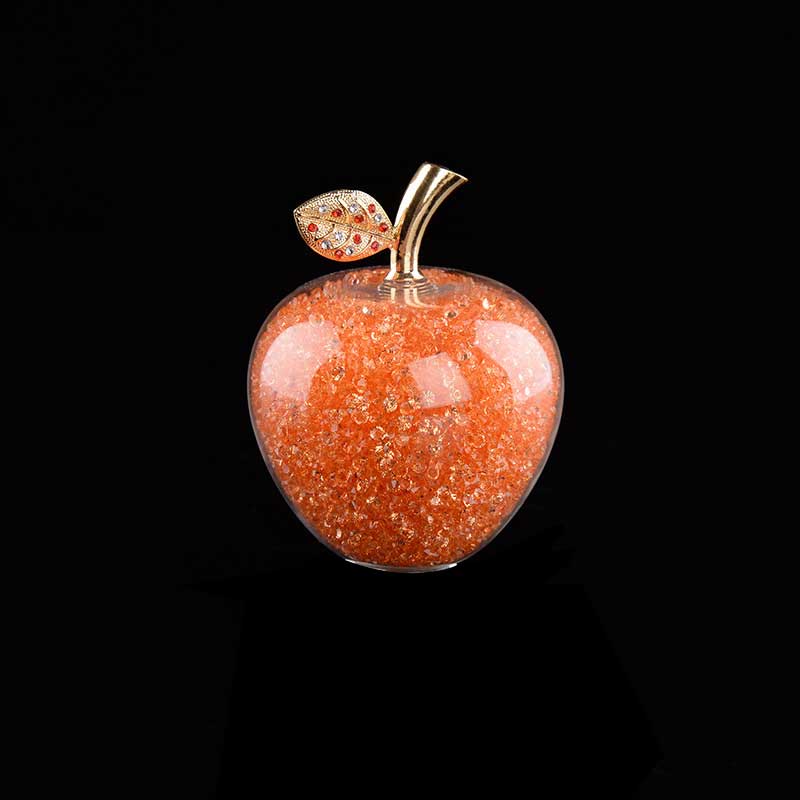 Crystal Apple Ornament with Golden Leaf – view 15 | BROKLEN