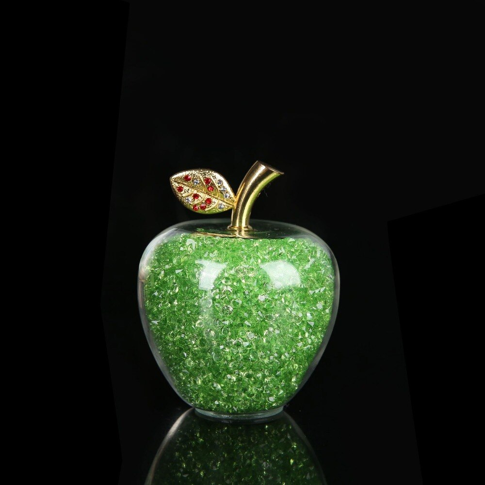 Crystal Apple Ornament with Golden Leaf – view 8 | BROKLEN