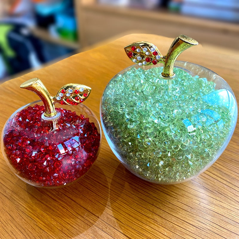 Crystal Apple Ornament with Golden Leaf – view 4 | BROKLEN