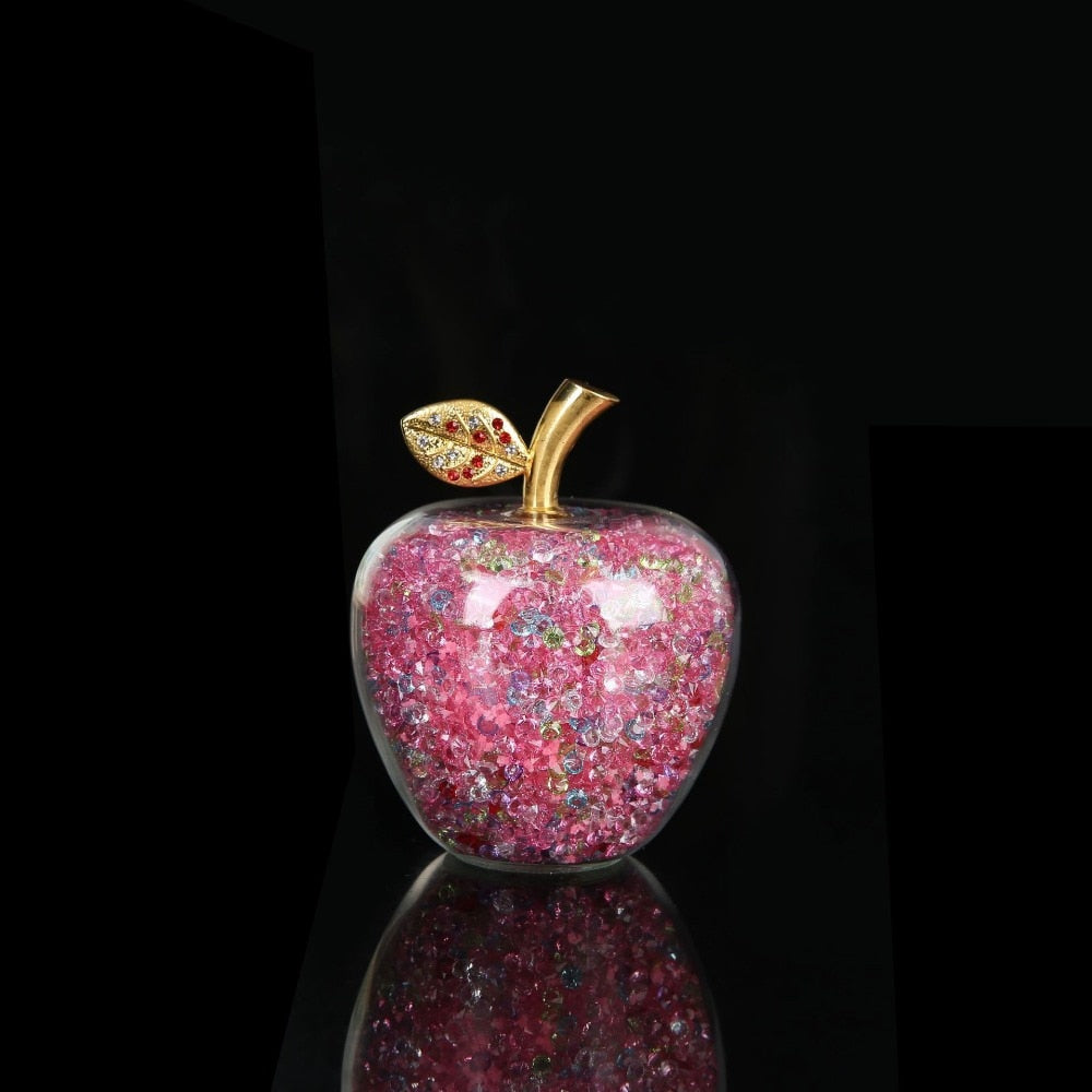 Crystal Apple Ornament with Golden Leaf – view 10 | BROKLEN