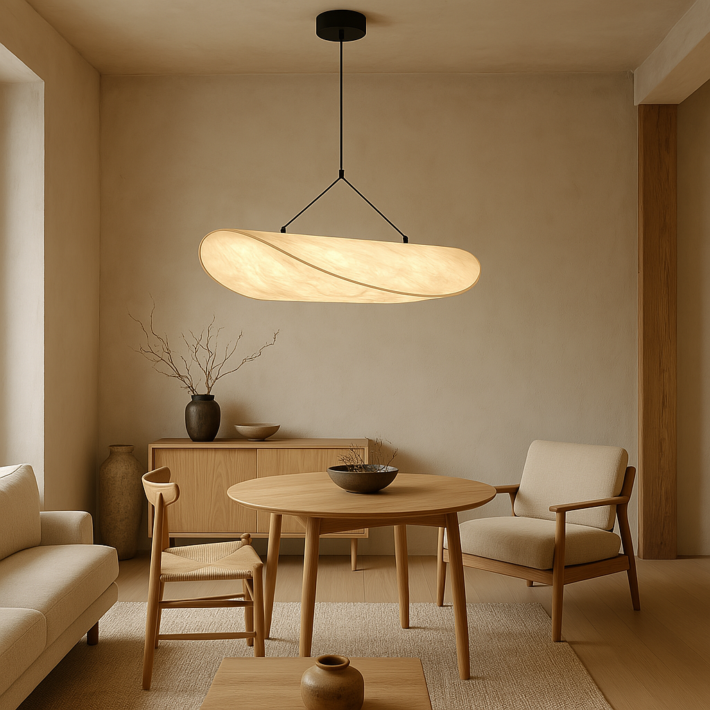 Oval Wave Silk Pendant Light – view 4 | BROKLEN