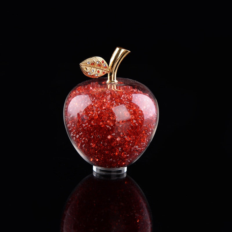 Crystal Apple Ornament with Golden Leaf – view 9 | BROKLEN