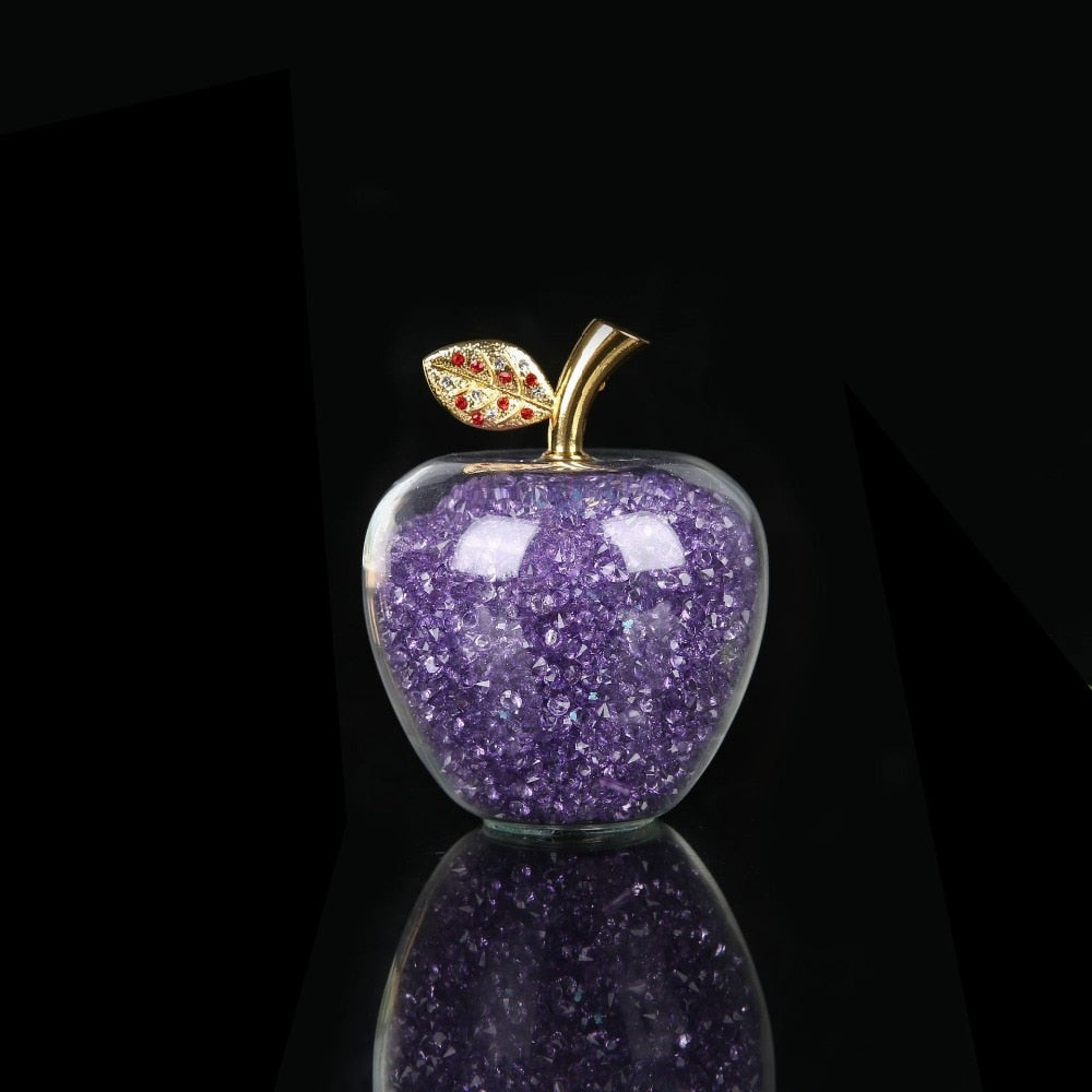 Crystal Apple Ornament with Golden Leaf – view 12 | BROKLEN