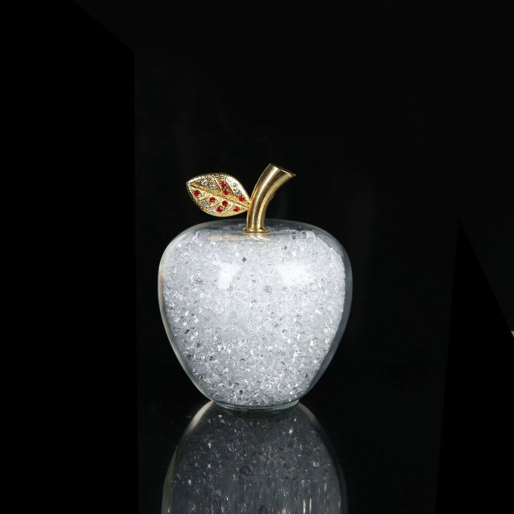 Crystal Apple Ornament with Golden Leaf – view 11 | BROKLEN