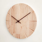 Scandinavian Solid Wood Silent Wall Clock with Carved Markers – view 3 | BROKLEN