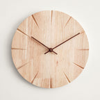 Scandinavian Solid Wood Silent Wall Clock with Carved Markers – view 2 | BROKLEN
