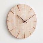 Scandinavian Solid Wood Silent Wall Clock with Carved Markers – view 4 | BROKLEN