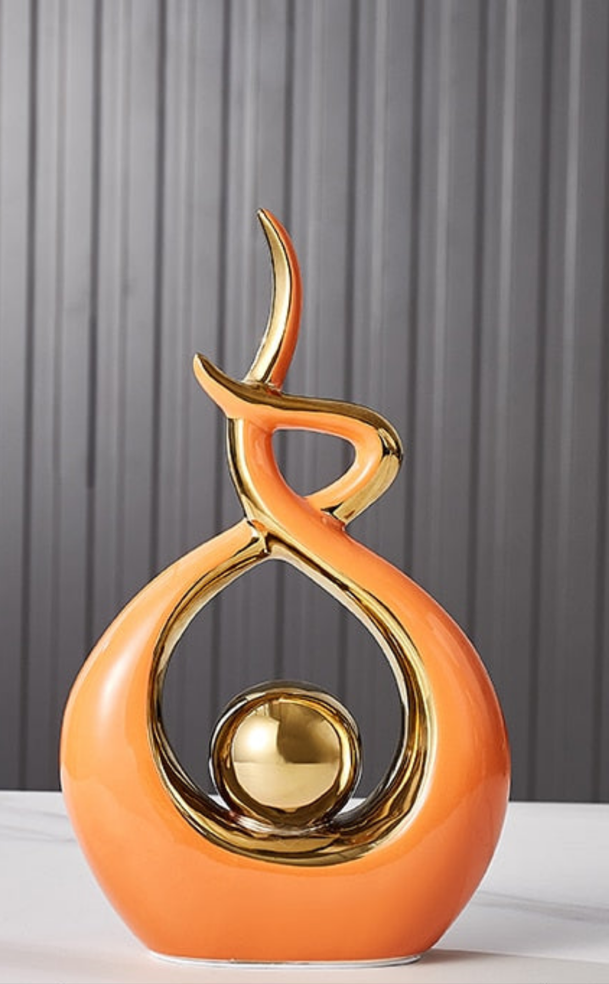 Abstract Ceramic Spiral Sculpture with Gold Detail – view 15 | BROKLEN