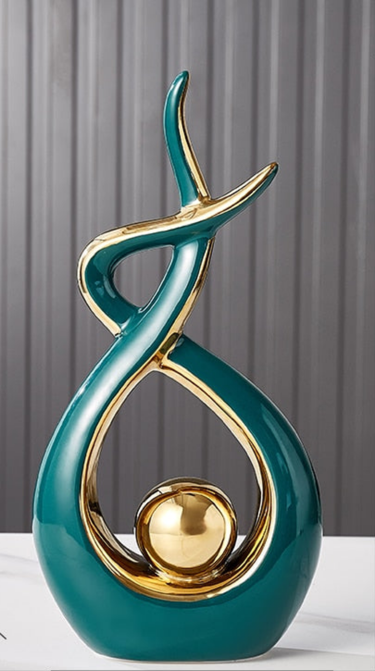 Abstract Ceramic Spiral Sculpture with Gold Detail – view 11 | BROKLEN