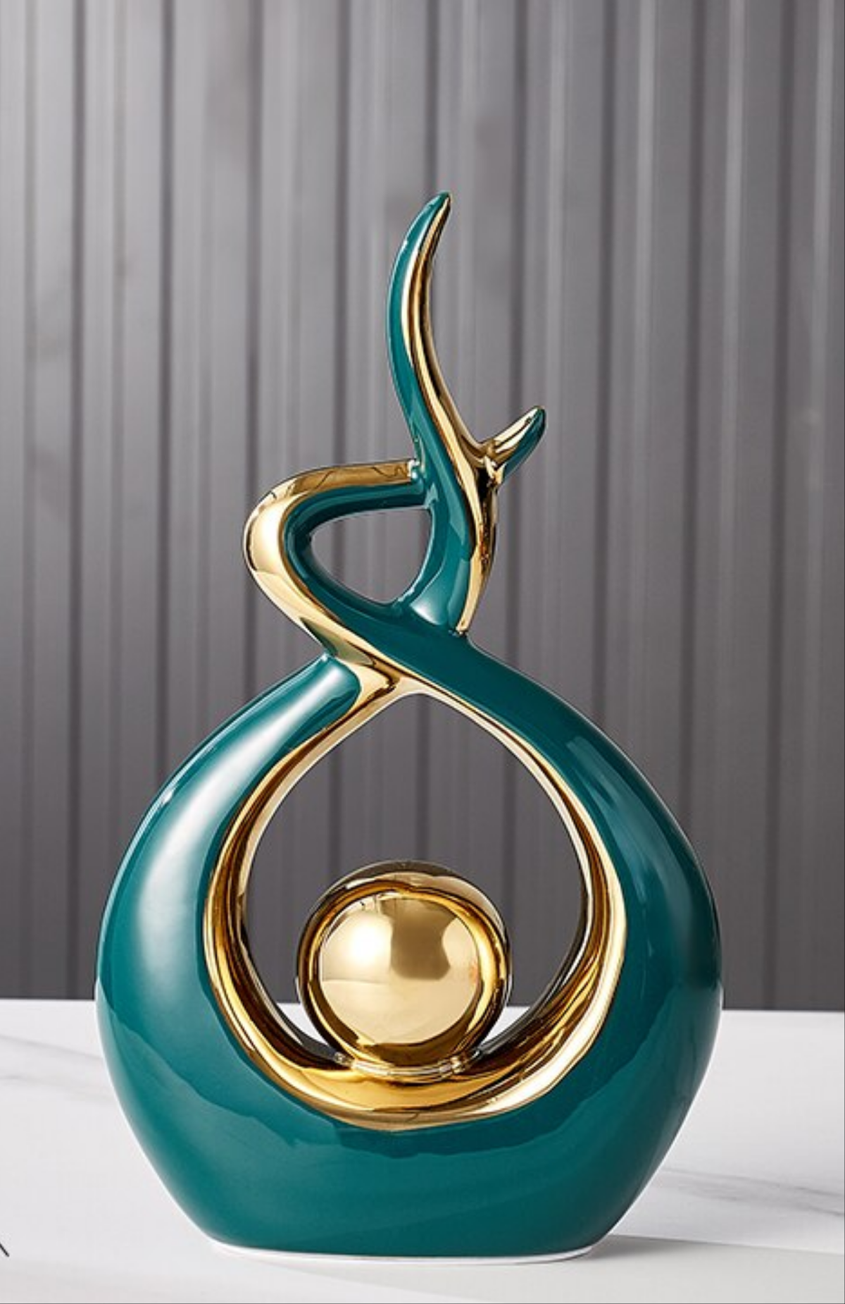 Abstract Ceramic Spiral Sculpture with Gold Detail – view 10 | BROKLEN