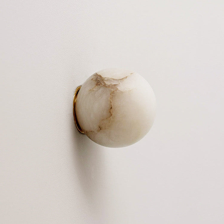 Round Alabaster LED Wall Light – Japandi – view 9 | BROKLEN