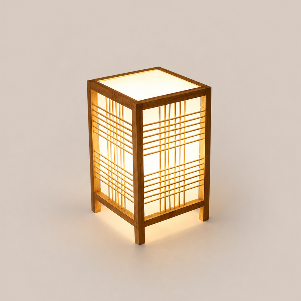 Japandi Woven Bamboo Table Lamp – view 2 | BROKLEN