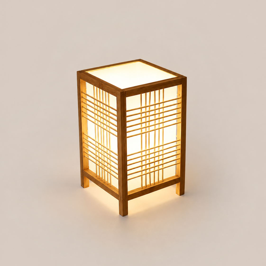 Japandi Woven Bamboo Table Lamp – view 2 | BROKLEN
