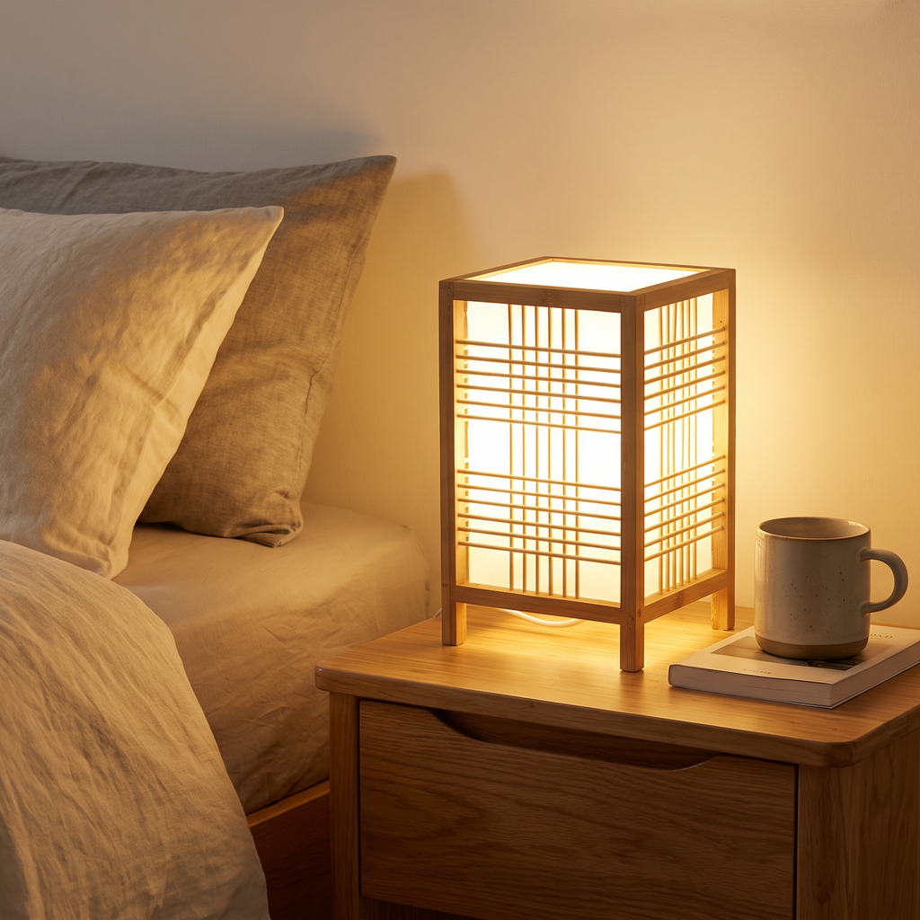 Japandi Woven Bamboo Table Lamp – view 4 | BROKLEN