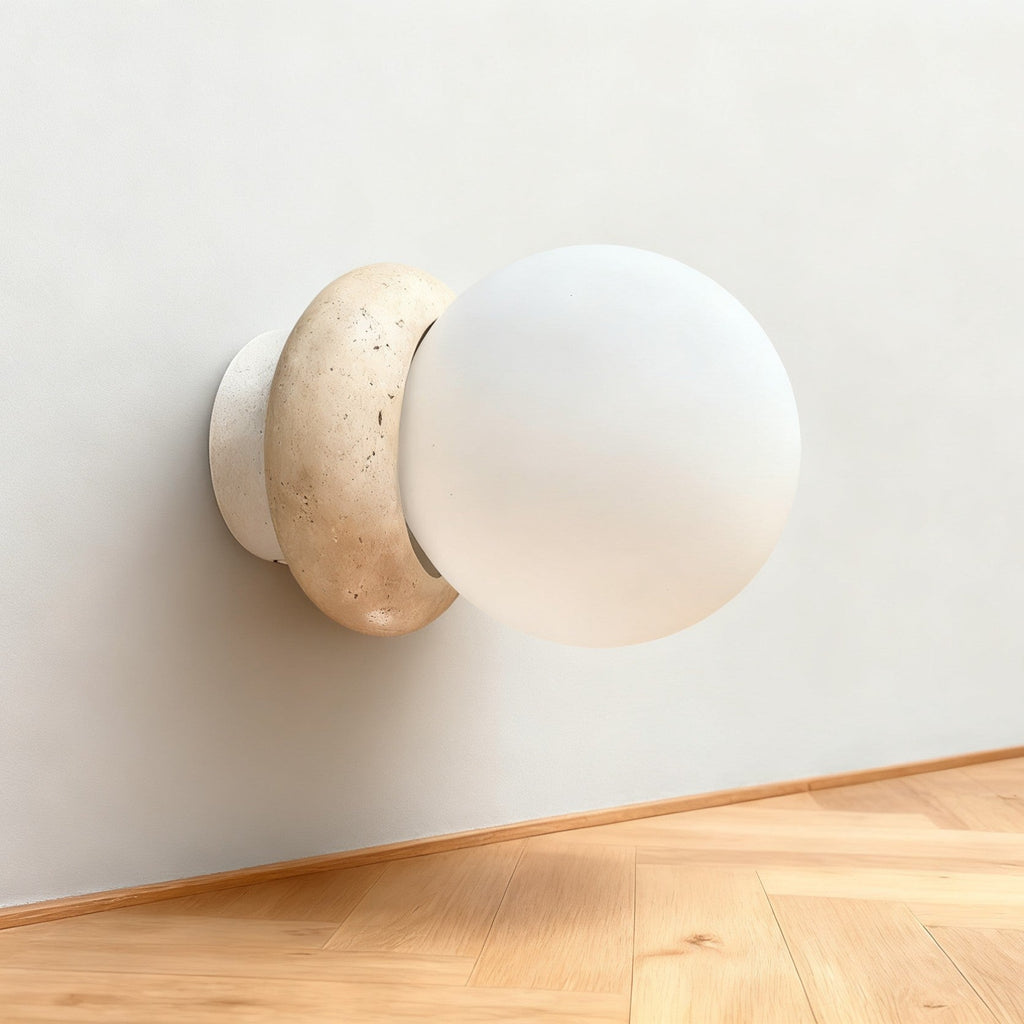 Japandi Travertine Stone-Effect Wall Light – view 2 | BROKLEN