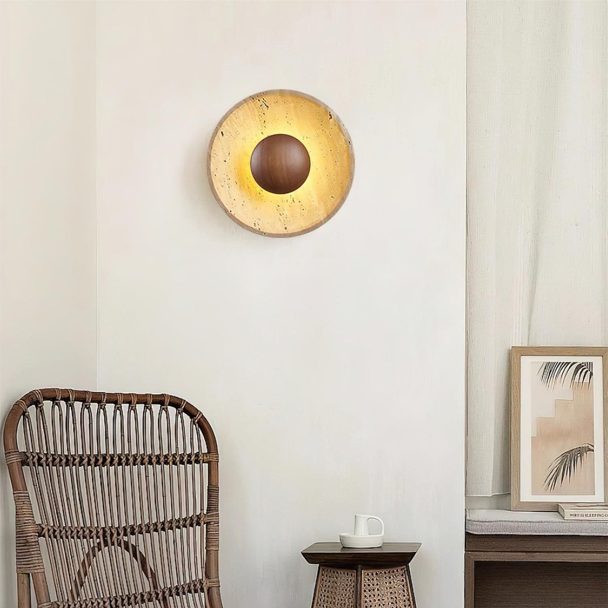 Japandi Wabi-Sabi Travertine Wall Light – view 2 | BROKLEN