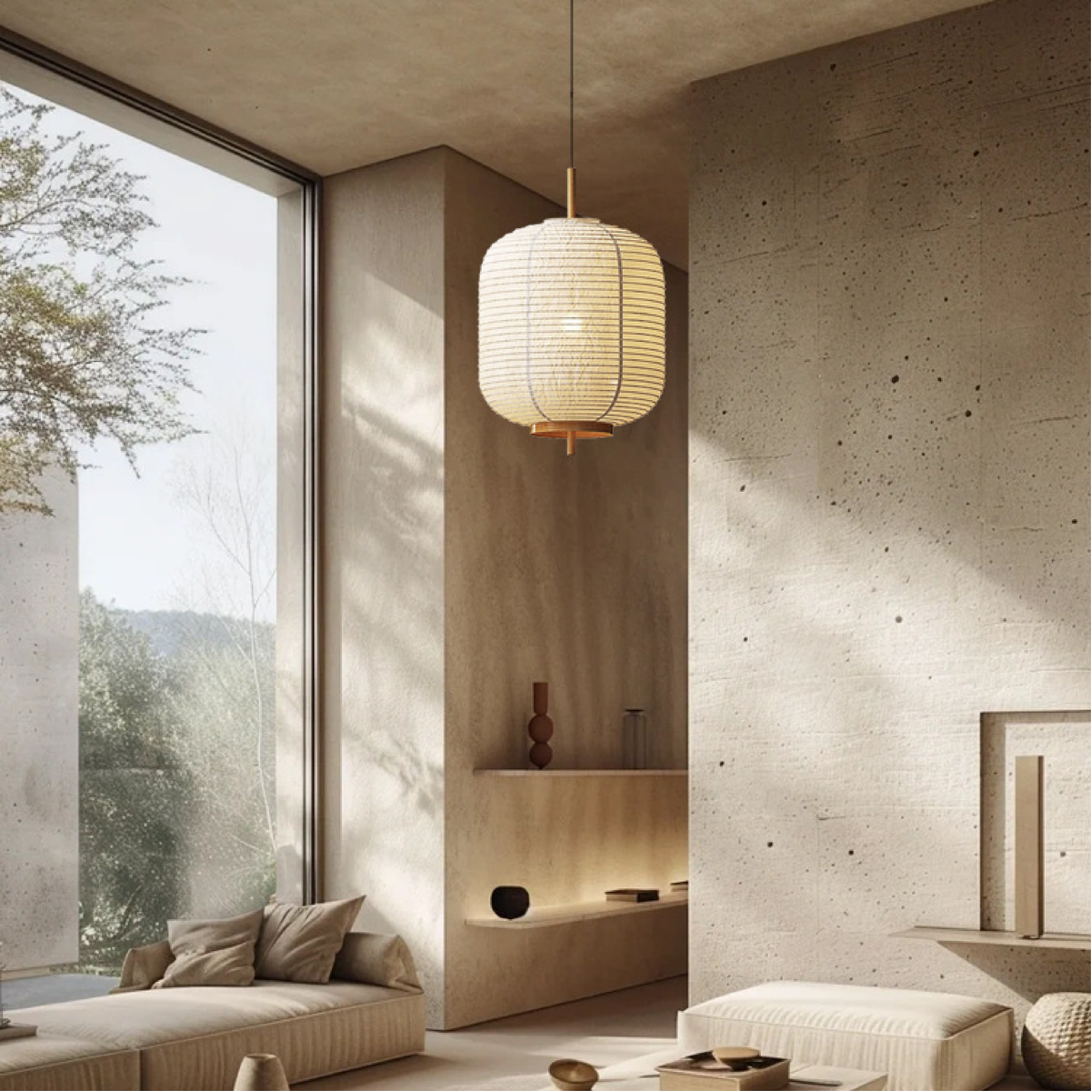 Japanese Rice Paper Pendant Light – view 3 | BROKLEN