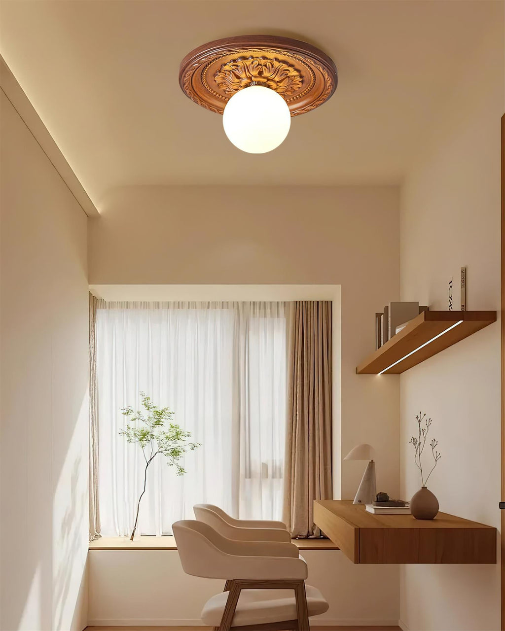 Classic Relief Ceiling Light with Frosted Globe – view 5 | BROKLEN