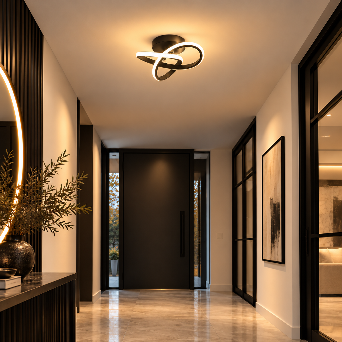 Modern Twisted Ring LED Ceiling Light – view 2 | BROKLEN