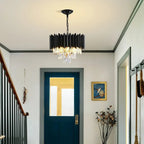 Black Metal Crystal Ceiling Light with Chain – view 3 | BROKLEN