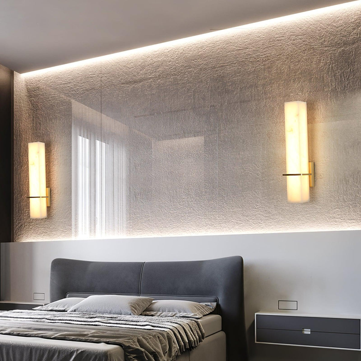 Alabaster & Brass LED Wall Sconce – view 9 | BROKLEN