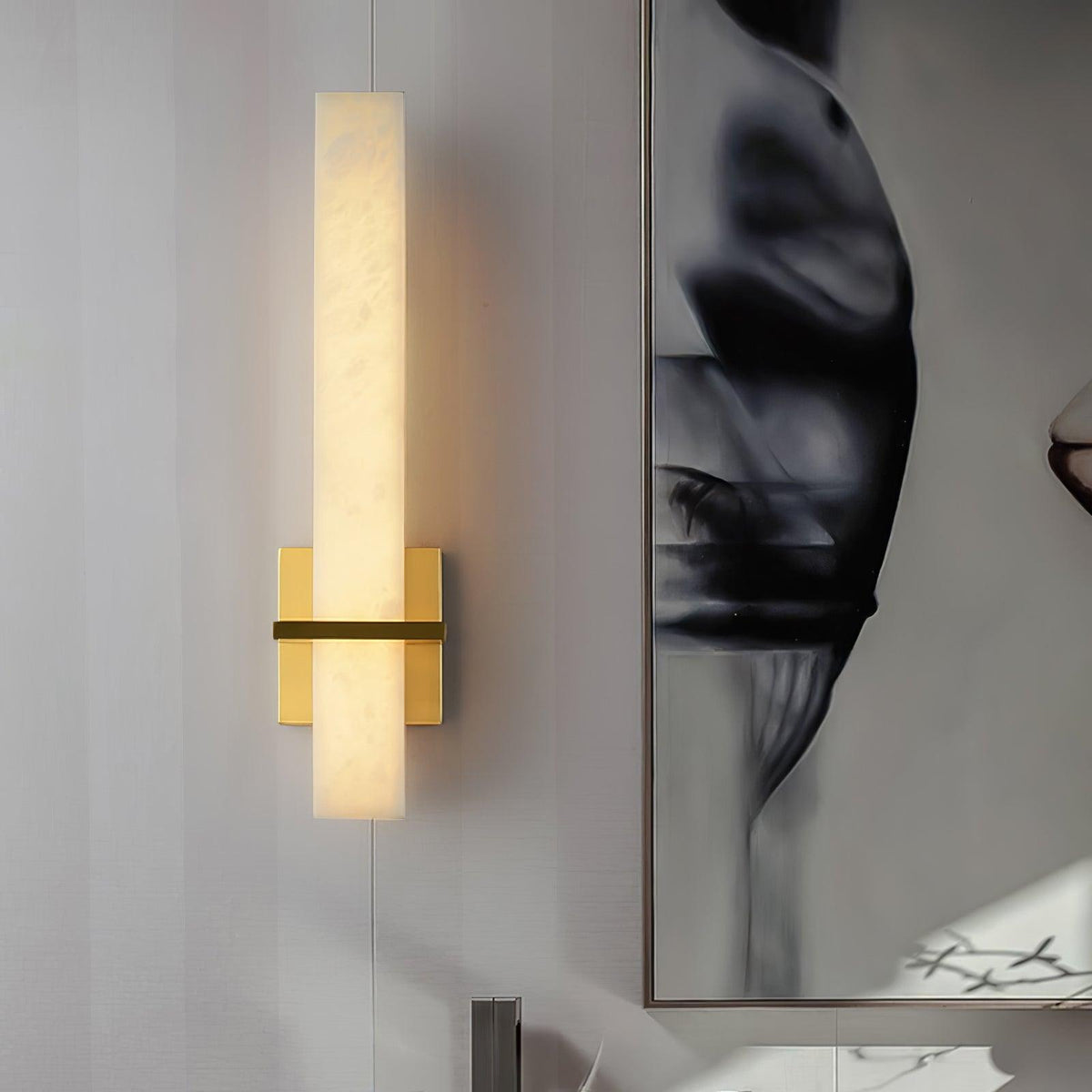Alabaster & Brass LED Wall Sconce – view 12 | BROKLEN