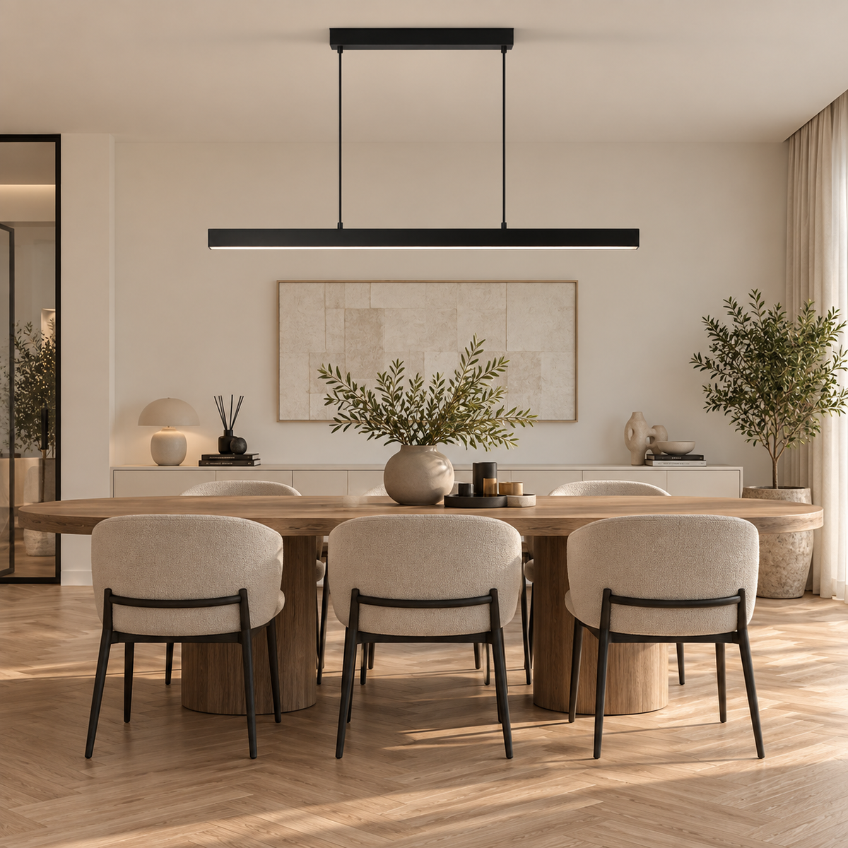 Linear LED Pendant Light – Dining Table & Kitchen Island – view 2 | BROKLEN