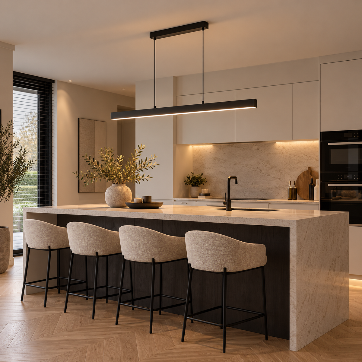 Linear LED Pendant Light – Dining Table & Kitchen Island – view 3 | BROKLEN