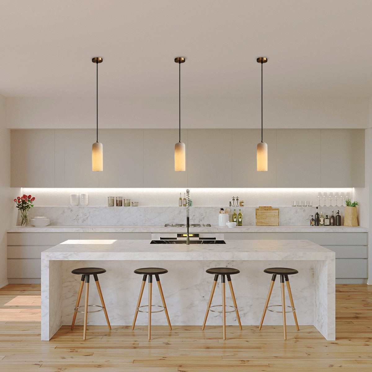 Alabaster Pendant Light – Natural Stone – view 2 | BROKLEN
