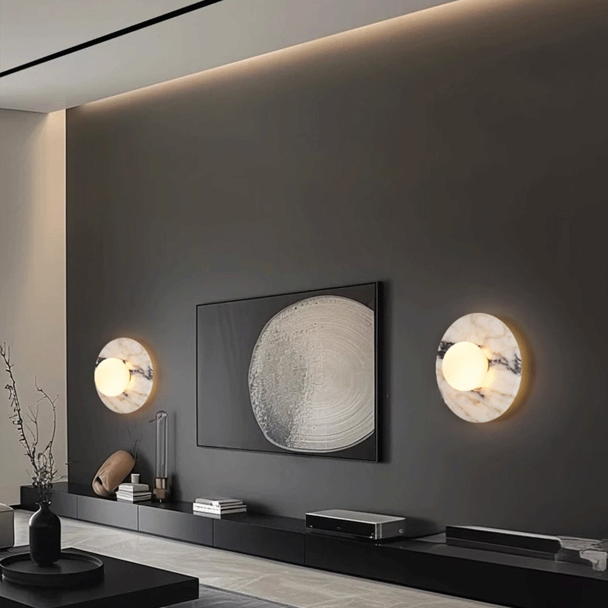 Marble Wall Sconce with Frosted Globe – view 4 | BROKLEN
