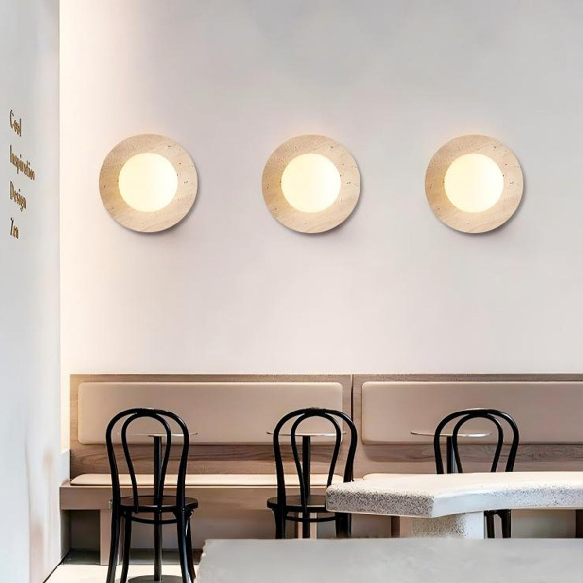 Natural Travertine Wall Sconce with Frosted Globe – view 5 | BROKLEN