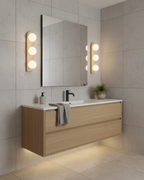 Travertine Wall Light with Frosted Globes – view 13 | BROKLEN