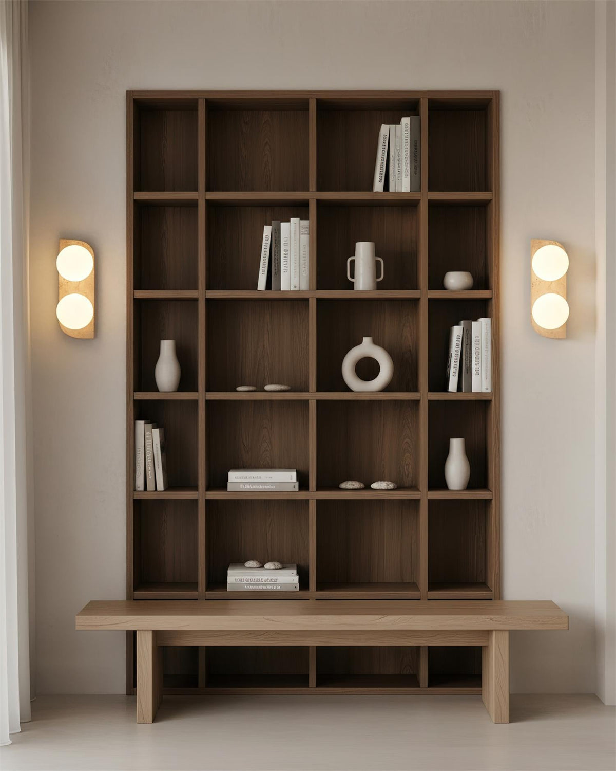 Travertine Wall Light with Frosted Globes – view 4 | BROKLEN