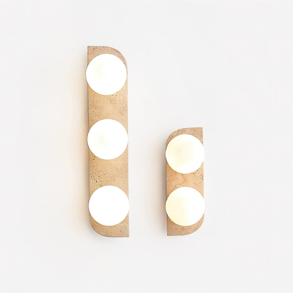 Travertine Wall Light with Frosted Globes – view 3 | BROKLEN