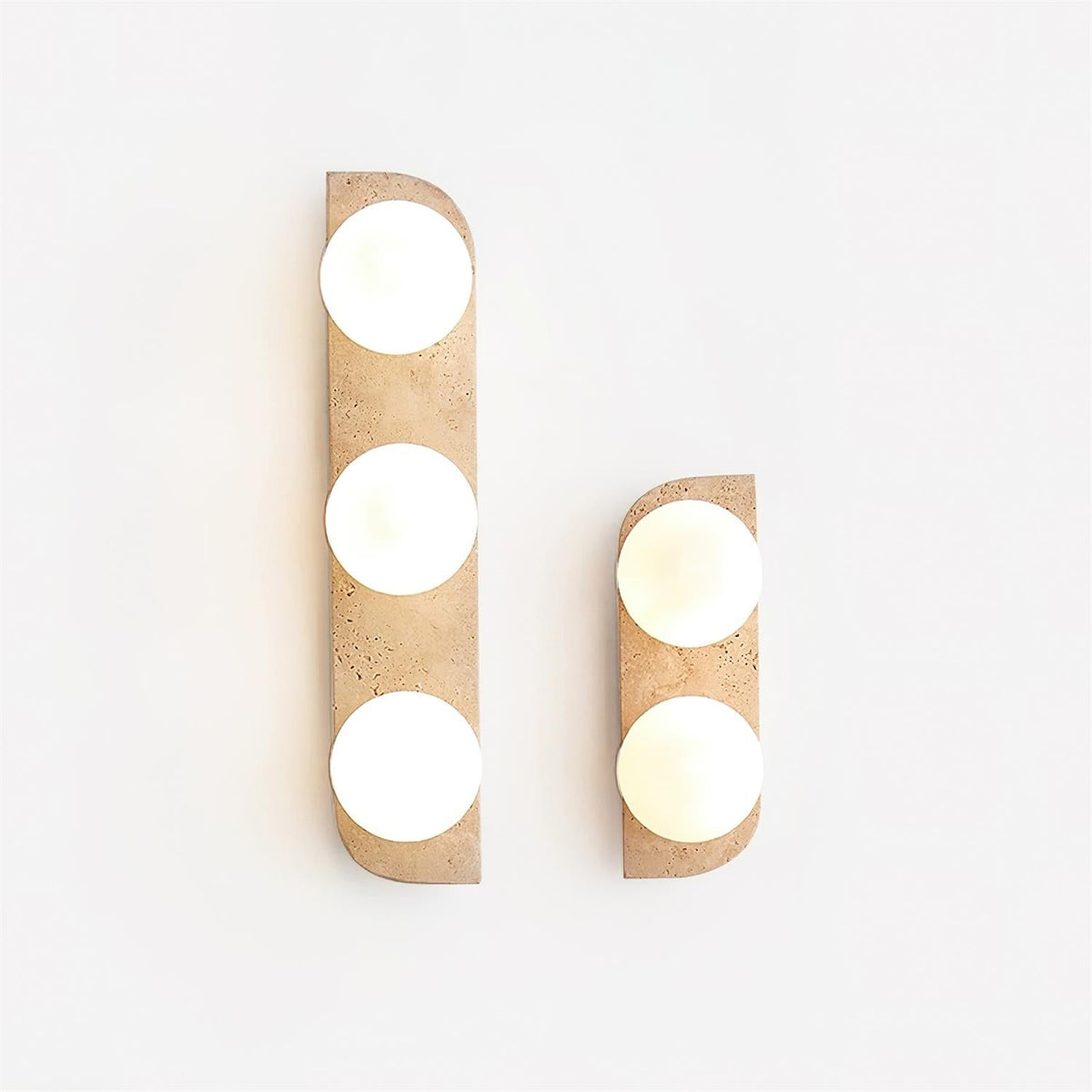 Travertine Wall Light with Frosted Globes – view 3 | BROKLEN