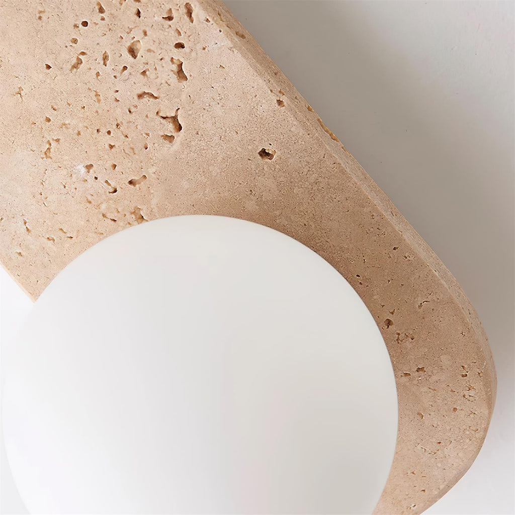 Travertine Wall Light with Frosted Globes – view 15 | BROKLEN