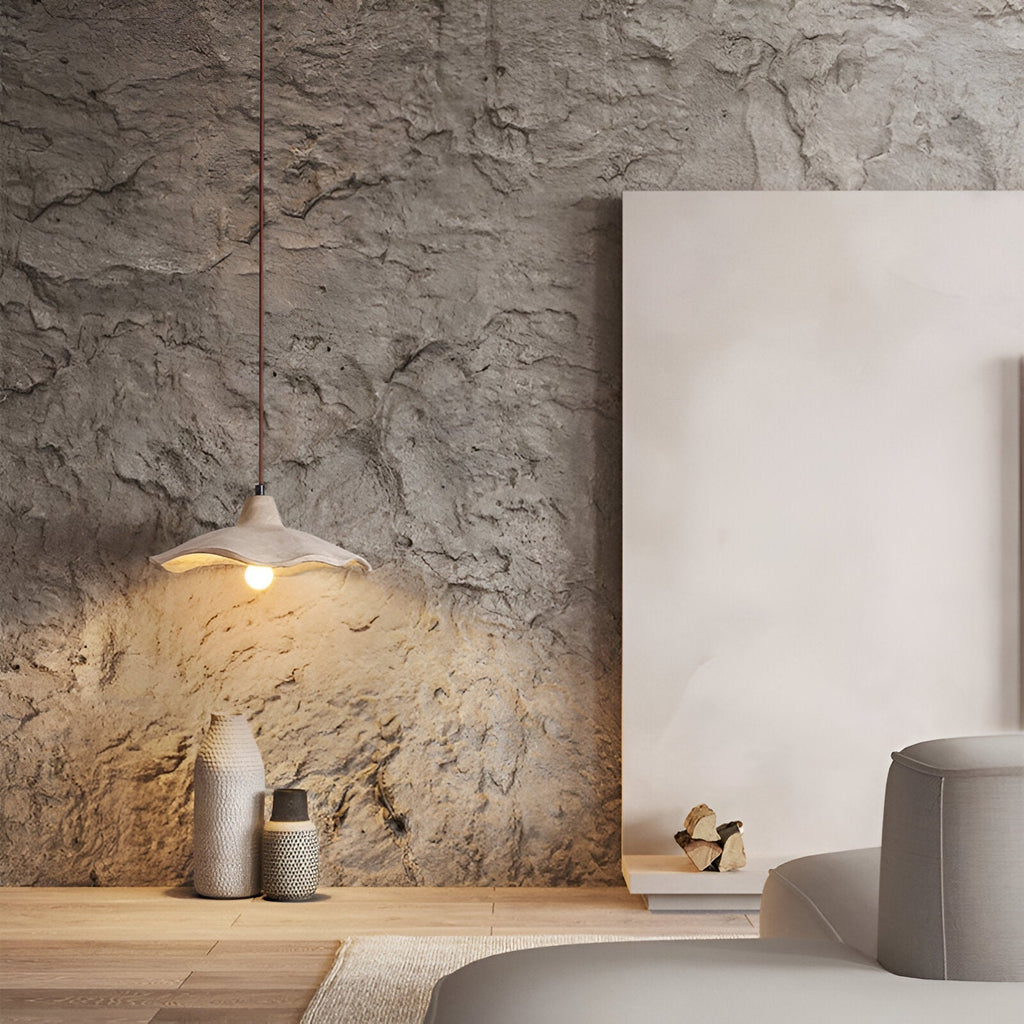 Flower-Shaped Cement Pendant Light – Wabi-Sabi – view 10 | BROKLEN