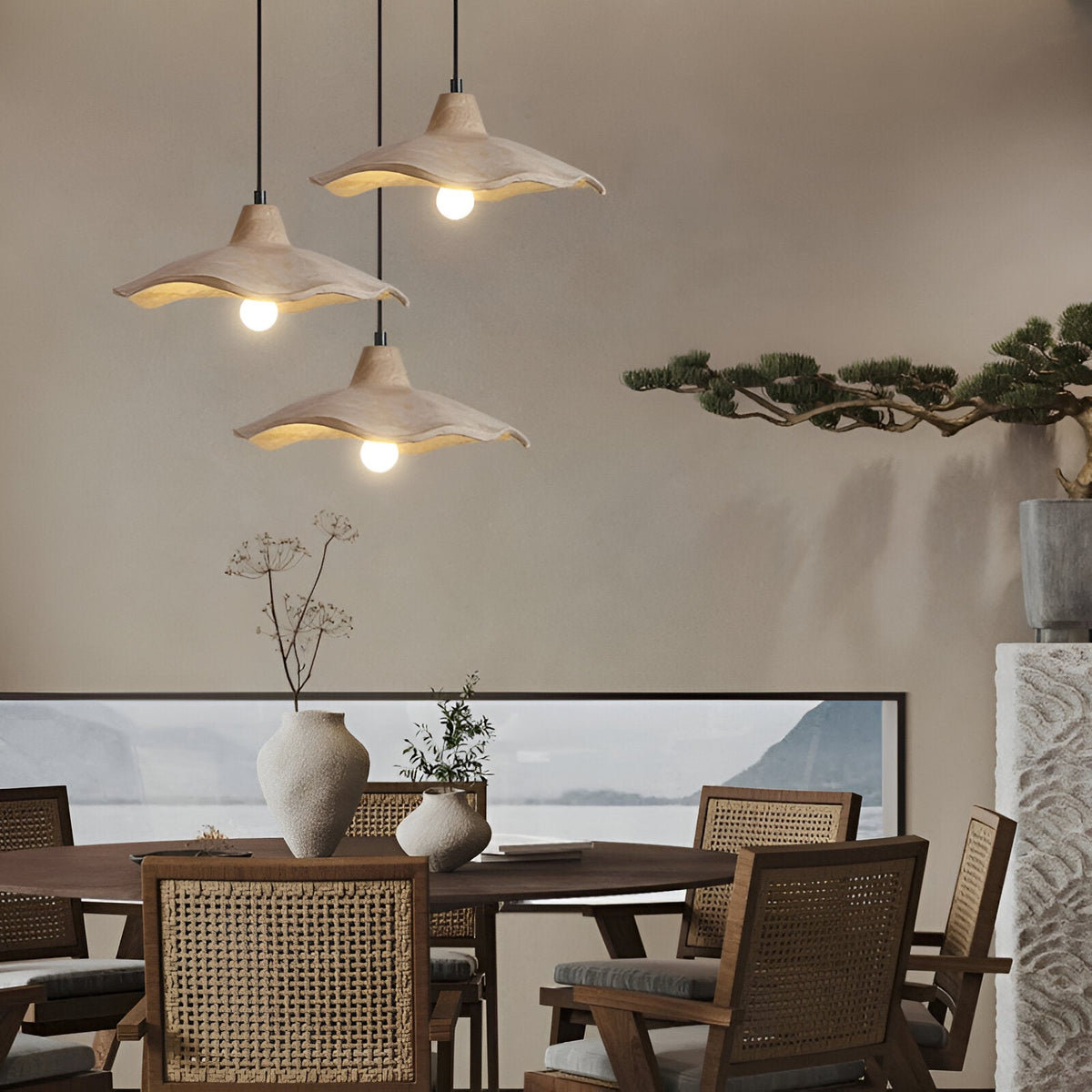 Flower-Shaped Cement Pendant Light – Wabi-Sabi – view 11 | BROKLEN