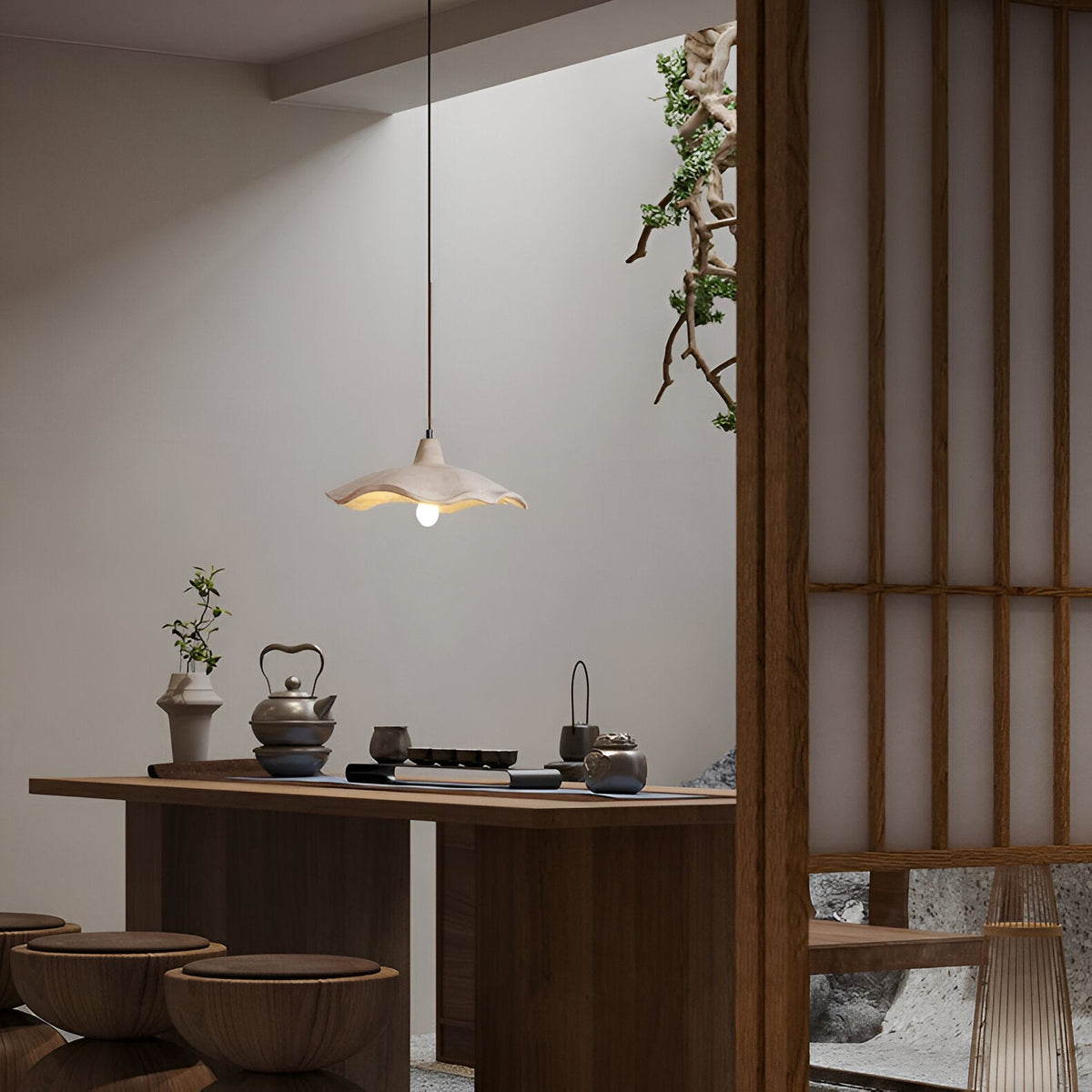 Flower-Shaped Cement Pendant Light – Wabi-Sabi – view 13 | BROKLEN