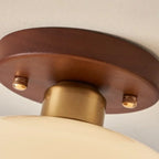 Bauhaus Opal Glass Ceiling Light with Walnut Base – view 8 | BROKLEN